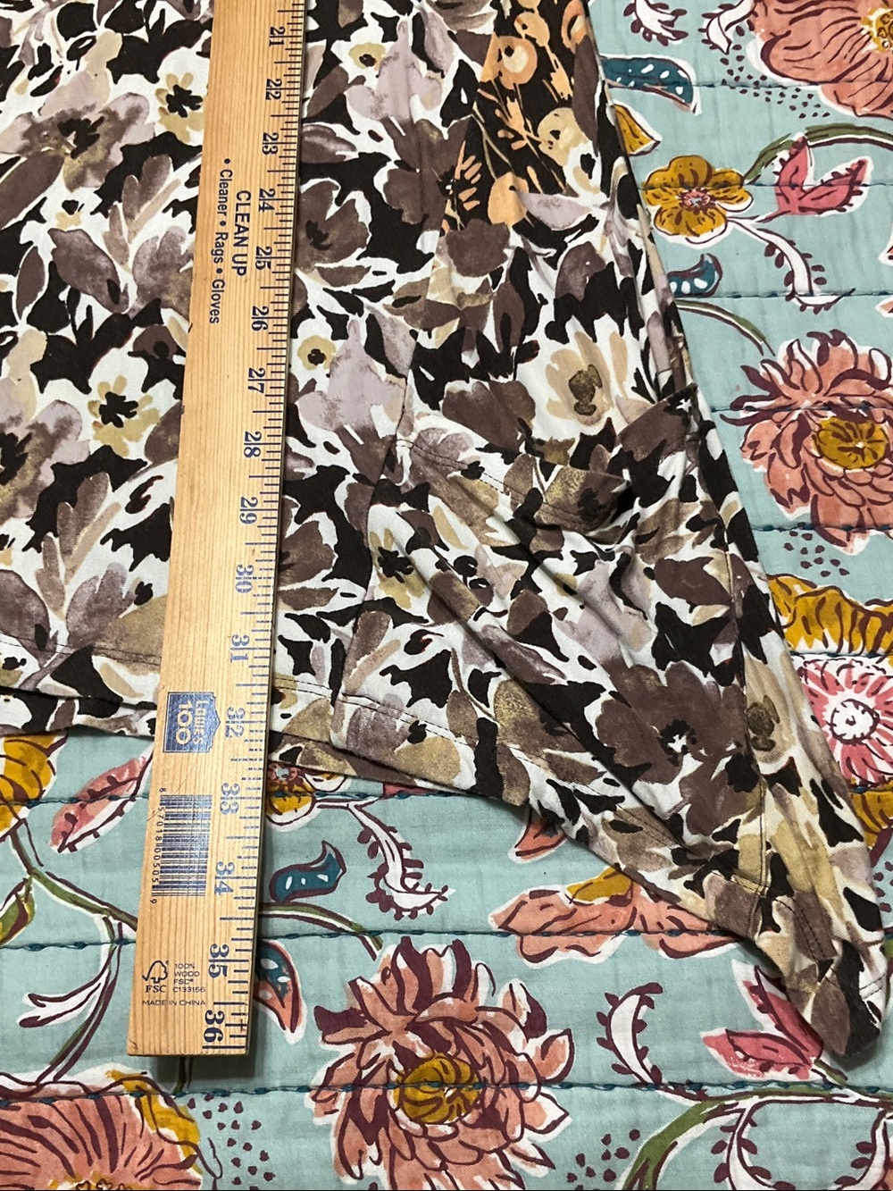 LOGO by Lori Goldstein Brown and Cream Floral Tunic Top - Picture 4 of 10